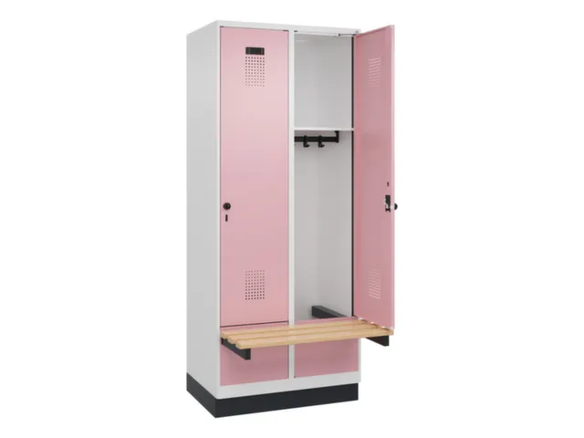 locker met bank,HxBxD 1950x800x815mm,2vak,vak B 400mm,draaigrendel