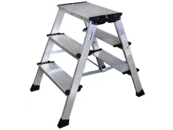 Verrijdbaar Vouwtrapje Aluminium 2x3treden 4 Geveerde Wielen Alumin