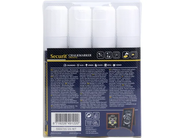 Krijtstift Securit Sma-720 Blokpunt 7-15mm Wit 4 Stuks