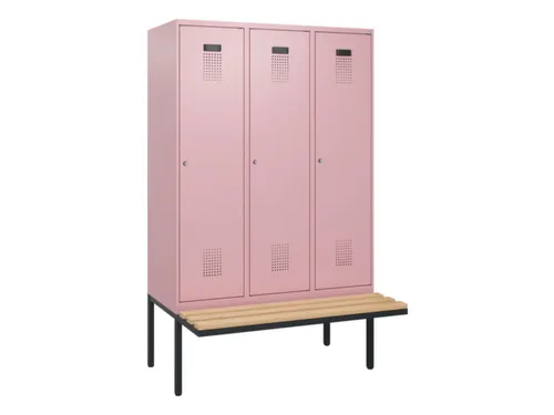 locker met bank,HxBxD 1950x1200x815mm,3vak,vak B 400mm,cilinderslot