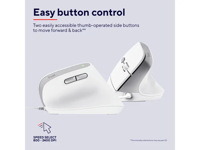 Muis Trust ergonomisch BAYO II wit 25397
