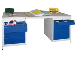 werkplaatsbureau,HxBxD 720x1700x800mm,RAL7035,front RAL3000