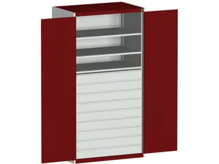 systeemkast 2000x1050x650mm 3xStalen bodem 9laden Ral7035 Ral3004 - 2