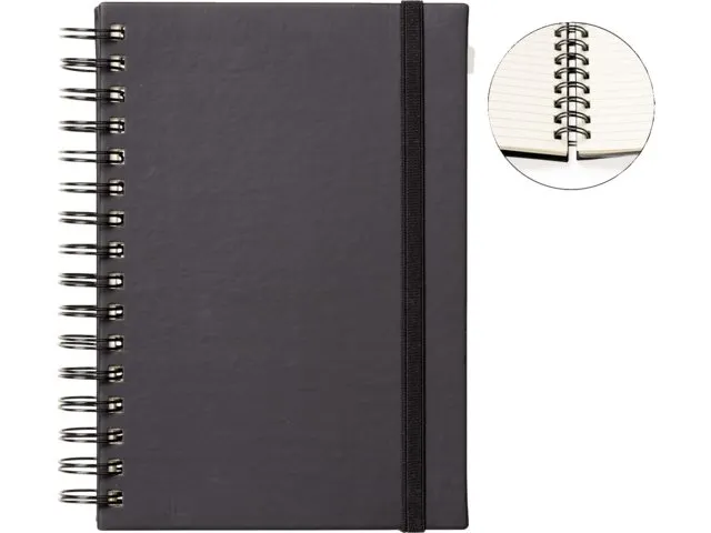 Carnet de notes Quantore A5 spirale ligné 192 pages 80g noir