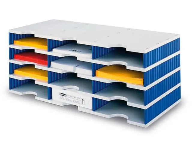 Module de classement 12 casiers DIN C4 bleu/gris 293x723x331mm