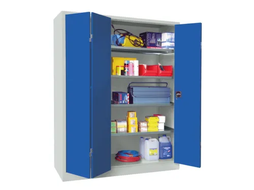 Vouwdeurkast 1950x1500x500mm 4legborden Verzinkt Ral7035 Front Ral5010