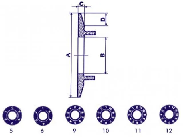 Wijzerplaat Voor 21mm Knop (Transparant - Zwart 12 Cijfers)