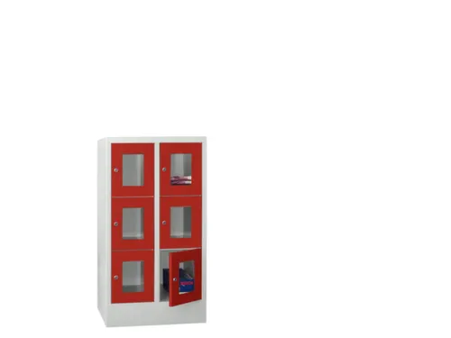 lockerkast,HxBxD 1187x600x500mm,2x3vakken,RAL7035,front RAL3000