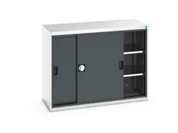 werkplaatskast 1000x1300x550mm 2xStalen bodem RAL7035 front RAL7016