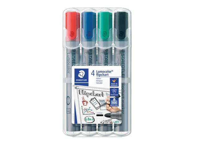 Viltstift Staedtler 356 voor flipover rond 2mm 4 stuks assorti