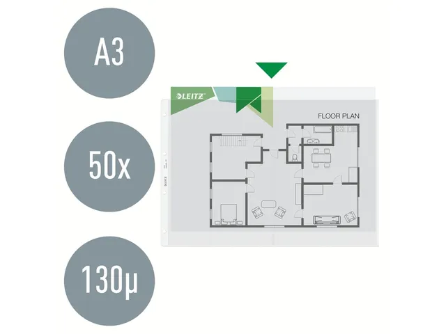 Showtas Leitz 4723 A3 4-gaats PP 0.13mm gestructureerd