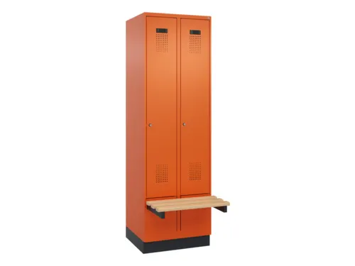 locker met bank,HxBxD 1950x600x815mm,2vak,vak B 300mm,cilinderslot