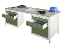 Werkplaatsbureau Bxdxh 1700x800x720mm 6laden Ral7035 Front Ral6011