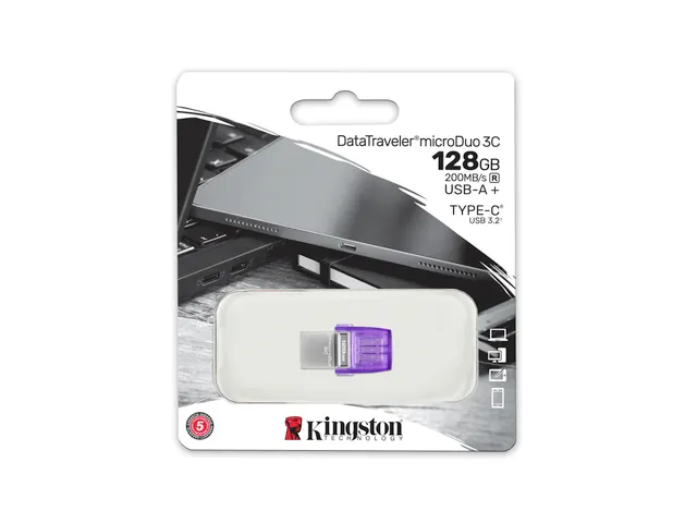 128GB DataTraveler microDuo 3C 200 MB/s dubbele USB-A + USB-C