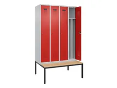 locker met bank,voor scheiding van kleding,HxBxD 2120x1200x815mm,4vak