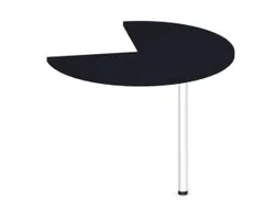 aanbouwtafel,i.h.v.,HxØ 720-840x1000mm,driekwartrond,CC-zwart