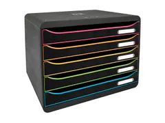 Exacompta Black office Ladekastje Kunststof Zwart 5 Lades Big Box Hori