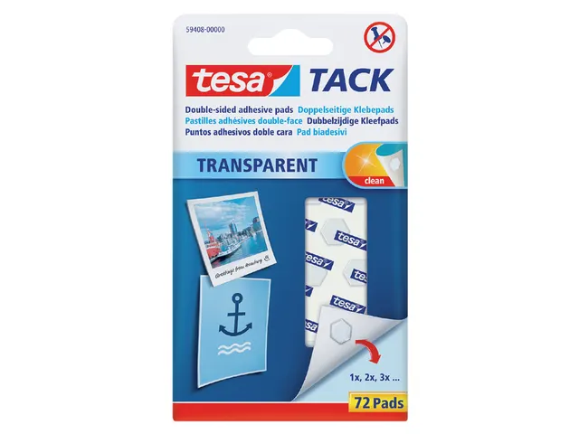 Dubbelzijdige kleefpads Tesa tack transparant 72stuks
