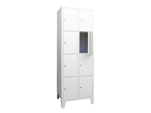 lockerkast,HxBxD 1850x600x500mm,2x4vakken,RAL7035,front RAL3000