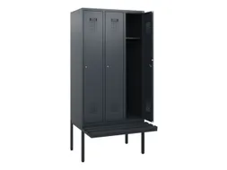 locker met bank,HxBxD 1950x900x815mm,3vak,vak B 300mm,cilinderslot
