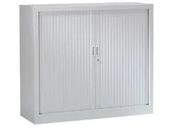 Roldeurkast, hoogte 136 cm, lichtgrijs