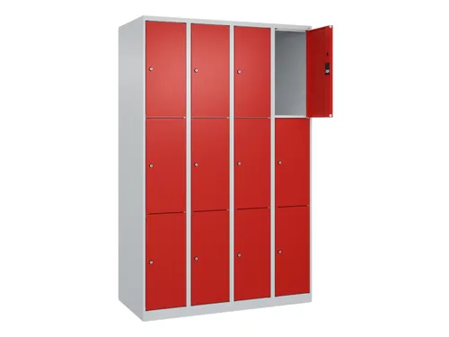 lockerkast,HxBxD 1850x1200x500mm,4x3vakken,vak B 300mm,cil.-slot