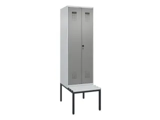 PBM-locker met bank,HxBxD 2120x600x815mm,2vak,vak B 300mm,draaigrendel - 2
