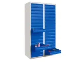 OUTLET ladekast HxBxD 1800x1000x500mm 34laden RAL7035 front RAL6011 - 1