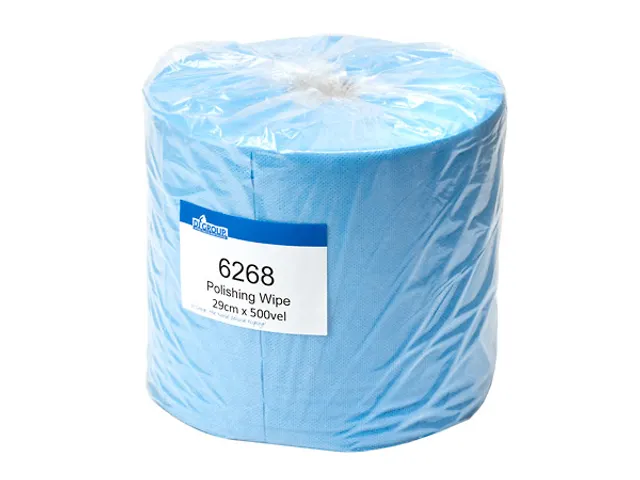 Poetsdoek Blauw Non Woven Pluisarm Rol 29cmx190mtr