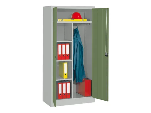 Dossier-/Kledingkast Hxbxd 1950x1000x500mm Ral7035 Front Ral6011