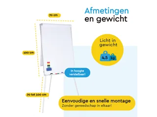 BRASQ Flipover Basic 70x100cm Magnetisch Aluminum met accessoires - 2