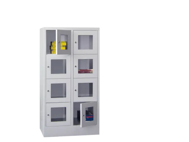 lockerkast,HxBxD 1518x800x500mm,2x4vakken,RAL7035,front RAL3000