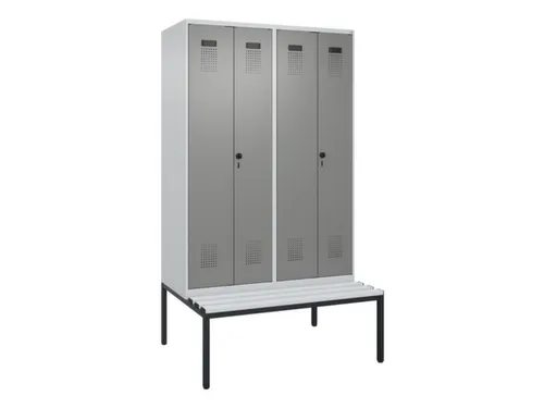 locker met bank,voor scheiding van kleding,HxBxD 2120x1200x815mm,4vak