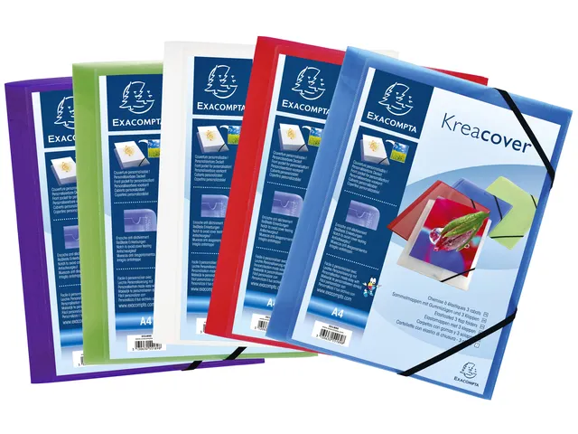 Elastomap Exacompta Kreacover A4 3 kleppen PP assorti