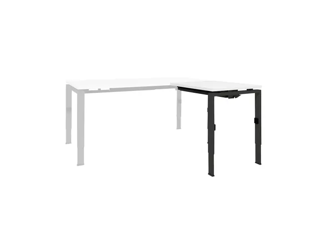 Bureau Linesto N4 aanbouwtafel 80x60cm krijtwit 25mm zwart