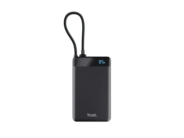 Powerbank Trust Fiera 10.000 met kabel 2 USB-poorten zwart