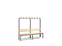 Omkleedbank L 1960Mm Houten Zitlatten Enkelzijdige Hakenlijst Ral7021