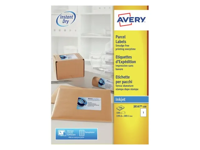 Etiket Avery J8167-10 199.6x289.1mm Inkjet Wit 10 Stuks