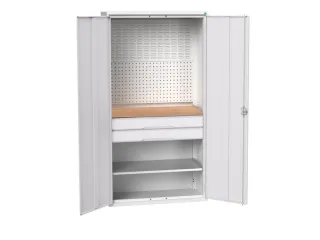 Systeemkast 2000x1050x550mm 1xlegbord 2laden RAL7035 - 1