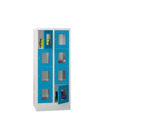 lockerkast,HxBxD 1518x600x500mm,2x4vakken,RAL7035,front RAL5012