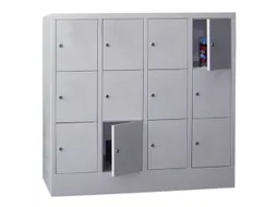 lockerkast,HxBxD 1187x1600x500mm,4x3vakken,RAL7035,front RAL6011