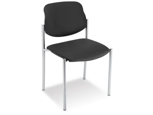 Bezoekersstoel,4Voeten Ronde Buis Aluminium-Zilver,Zitting Stof Zwart