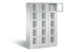 Lockerkast 1800x1200x500mm 3x5 vakken Cilinderslot, Sokkel, RAL7035