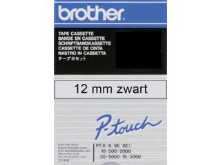 Labeltape Brother P-touch TC-101 standaard 12mm zwart op transparant - 1
