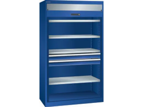 zwaarlast-roldeurkast,HxBxD 1950x1100x641mm,4xStalen bodem,lak RAL5005