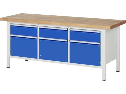 werkbank,HxBxD 840-1040x2000x700mm,beukblad,draagverm. 1250kg,4voeten