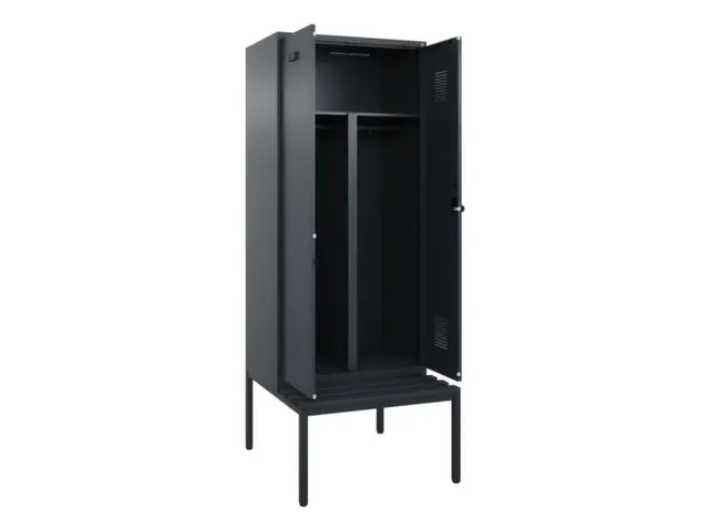 PBM-locker met bank,HxBxD 2120x800x815mm,2vak,vak B 400mm,draaigrendel
