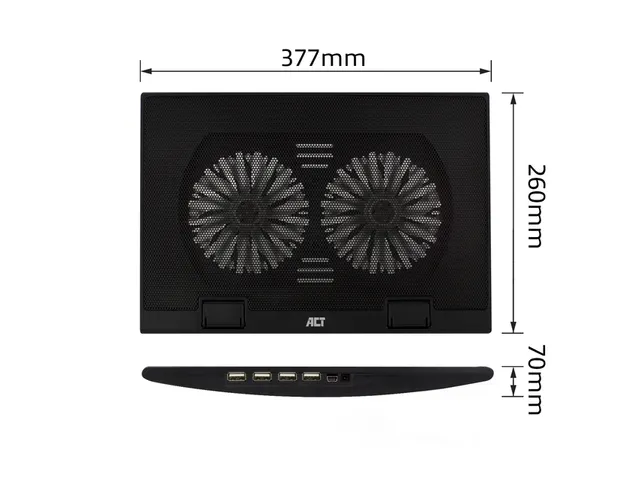 Laptopstandaard ACT 2 standen met ventilator 4-p hub