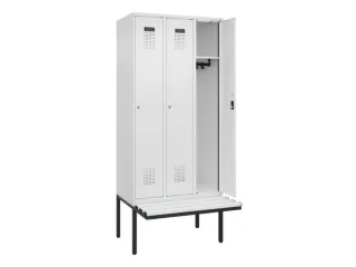locker met bank,HxBxD 2120x900x815mm,3vak,vak B 300mm,cilinderslot - 1