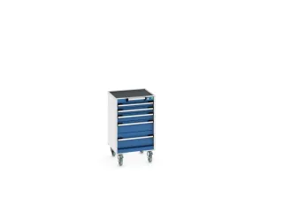 ladekast verrijdbaar 880x525x525mm 5laden RAL7035 front RAL5010 - 7